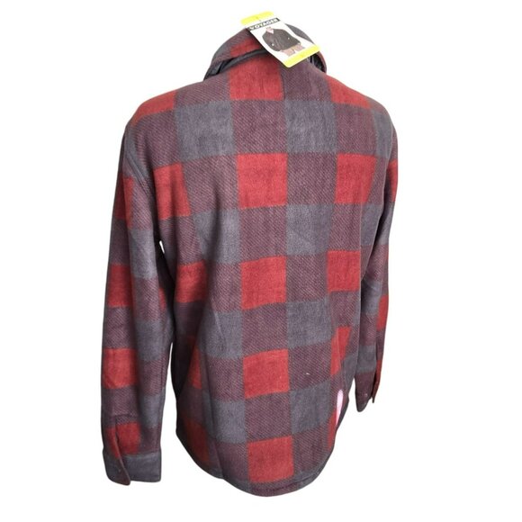 Mens Red & Gray Plaid Fleece Jacket Full Zip Size Small Voyager NWOT JJ4110 - Picture 9 of 13